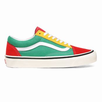 Vans Anaheim Factory Old Skool 36 DX - Naisten Tennarit - Punainen/Turkoosi/Keltainen